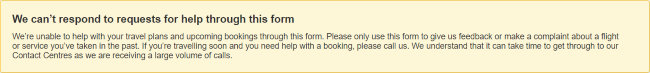 Emirates Website Feedback Form (Screenshot)