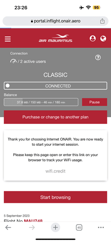Air Mauritius | A350-900 | Business Class | On-Board Wifi