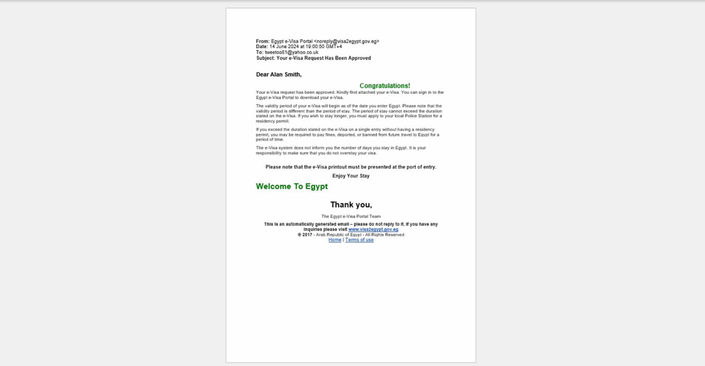 e-Visa Application | Egypt | STEP 9
