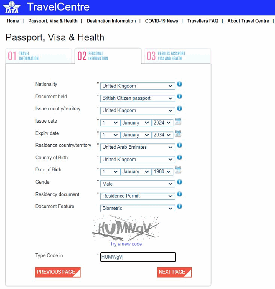 IATA | Travel Advice | Results (*Disclaimer)