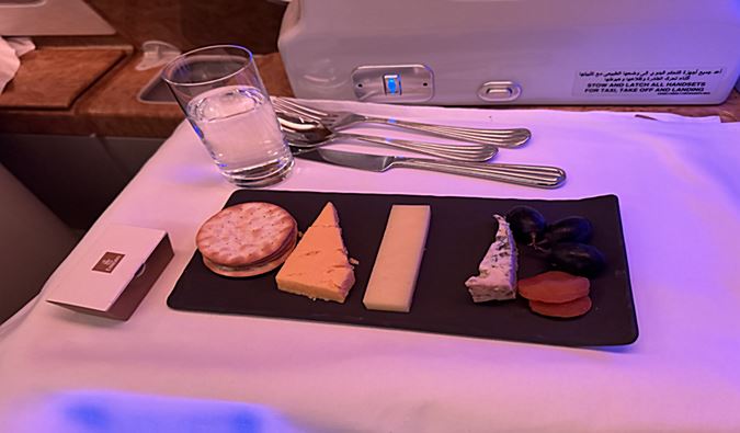 Emirates A380 Business Class | Cheese Platter