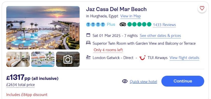 TUI Package Deal | Hurghada | March 2025