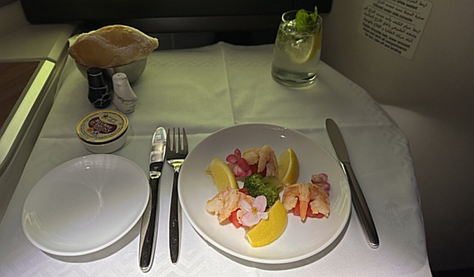 Saudia Business Class 787-10 Dinner